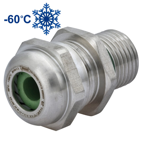 Ex-d M12 Stainless Steel Low Temp FKM Insert Reduced Dome Cable Gland | Cord Grip | Strain Relief CC12MR-6X-D