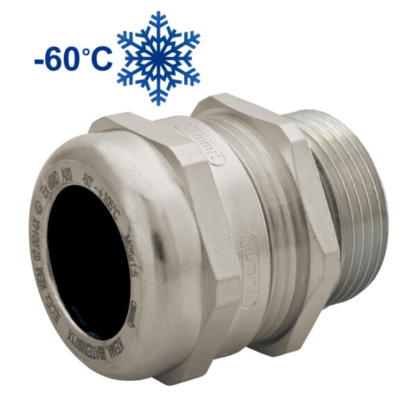 Ex-e PG 21 Nickel Plated Brass Low Temp Nylon Spline Buna-N Insert Standard Elongated Thread Dome Cable Gland | Cord Grip CC21CA-MX