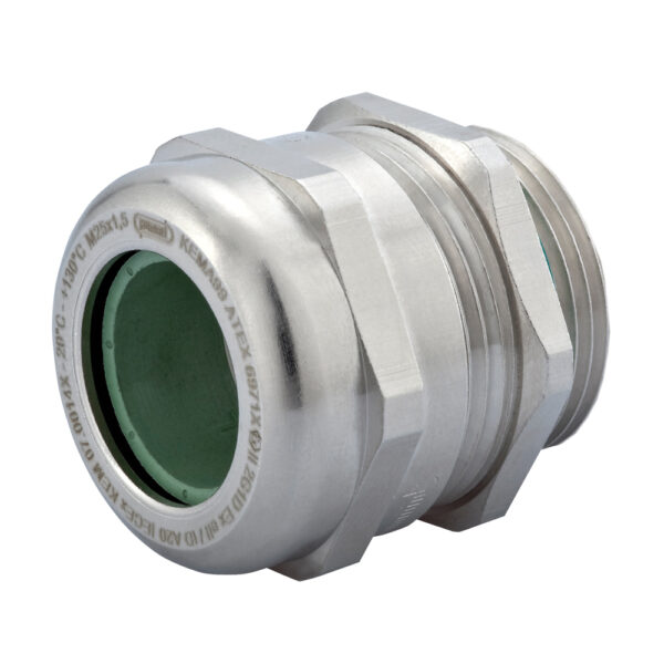 Ex-d M12 Nickel Plated Brass PVDF Spline FKM Insert Standard Dome Cable Gland | Cord Grip | Strain Relief CD12MA-RX-D