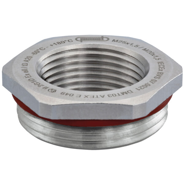 Nickel Plated Brass Thread Reducer M16 x 1.5 to M12 x 1.5 | RM-1612-MX-S