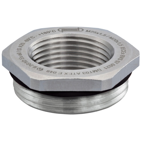 Nickel Plated Brass Thread Reducer M20 x 1.5 to M12 x 1.5 | RM-2012-MX