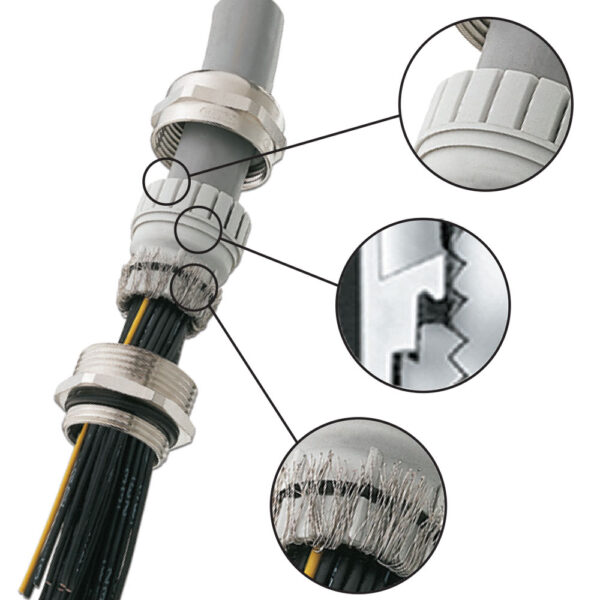 PG 13 / 13.5 Nickel Plated Brass EMI / RFI Braided Feed-through Reduced Flex Cable Gland | Cord Grip | Strain Relief CF13AR-BE - Image 3