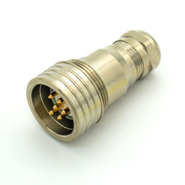 Straight Connector EMI / RFI | Cable 3-7mm | Female Thread | 6-Pole Solder Insert with Pins | 7.K11.455.005 - Image 3