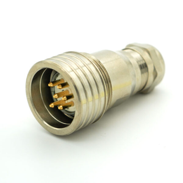 Straight Connector EMI / RFI | Cable 3-7mm | Female Thread | 6-Pole Solder Insert with Pins | 7.K11.455.005 - Image 4